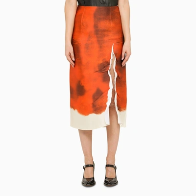 Shop Prada | Orange Printed Pencil Skirt
