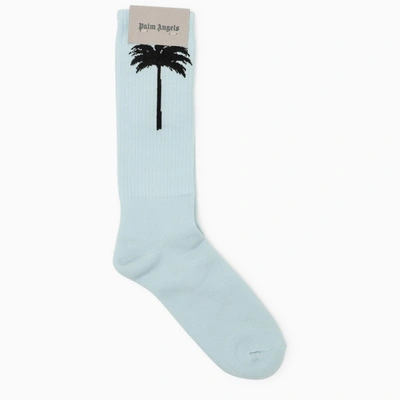 Shop Palm Angels | Light Blue Cotton Sports Socks