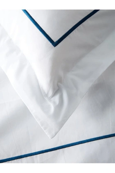 Shop Melange Home Marrow Stripe Cotton Percale Duvet Set In Blue/white