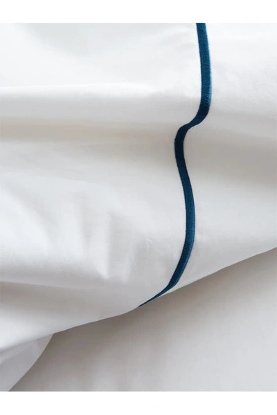 Melange Home Marrow Stripe Cotton Percale Duvet Set In Blue/white