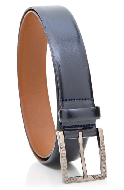 Shop Made In Italy Solid Leather Belt In Navy
