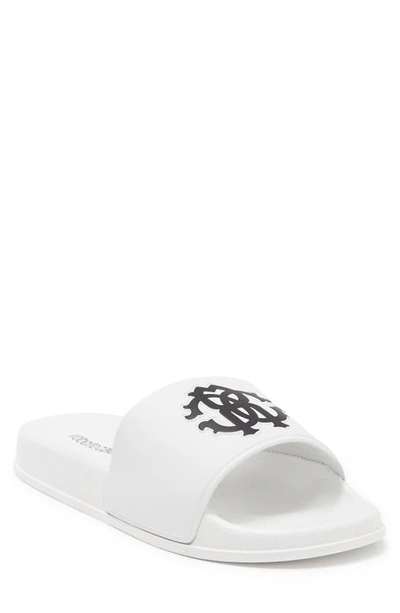 Shop Roberto Cavalli Shower Sandal In White/ Black