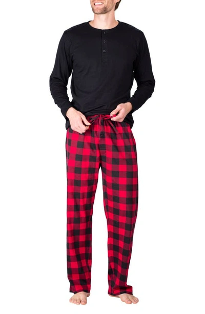 Shop Sleephero Knit Pajamas In Black With Buffalo Check