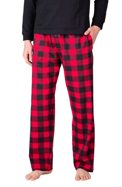 Shop Sleephero Knit Pajamas In Black With Buffalo Check