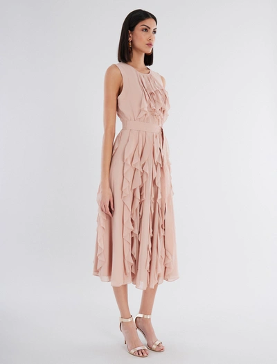 Shop Bcbgmaxazria Isabeau Ruffle Dress In Bare Pink