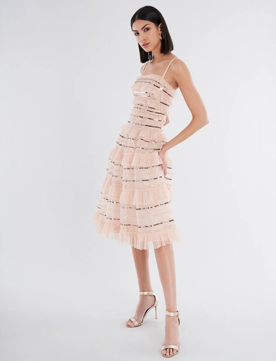 Bcbgmaxazria Mirielle Ruffle Evening Dress In Bare Pink ModeSens