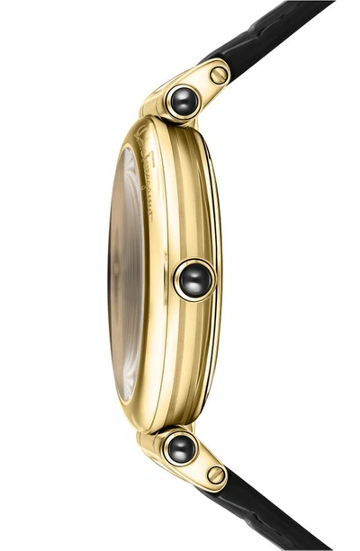 Shop Ferragamo Idillio Croc-embossed Leather Strap Watch, 36mm In Gold