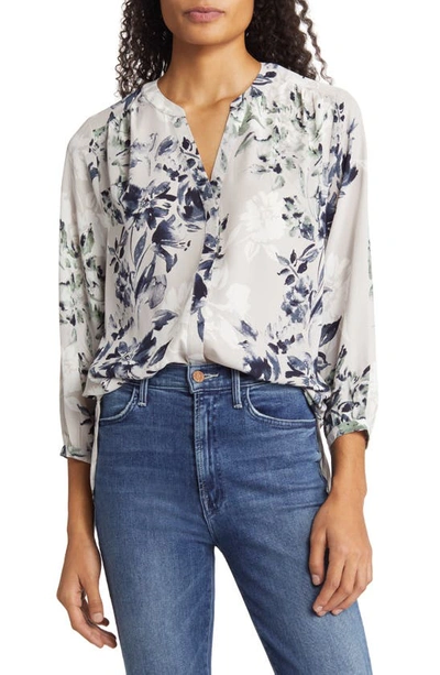 Shop Nydj High/low Crepe Blouse In Shadow Glen