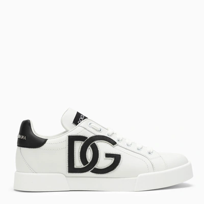 Shop Dolce & Gabbana Dolce&gabbana | White Leather Low-top Portofino Sneakers