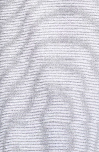 Travismathew Personal Preference Stripe Short Sleeve Cotton Button-up Shirt In Heather Grey