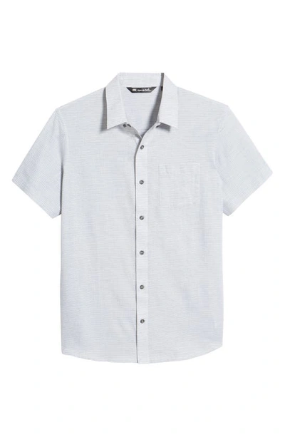 Travismathew Personal Preference Stripe Short Sleeve Cotton Button-up Shirt In Heather Grey