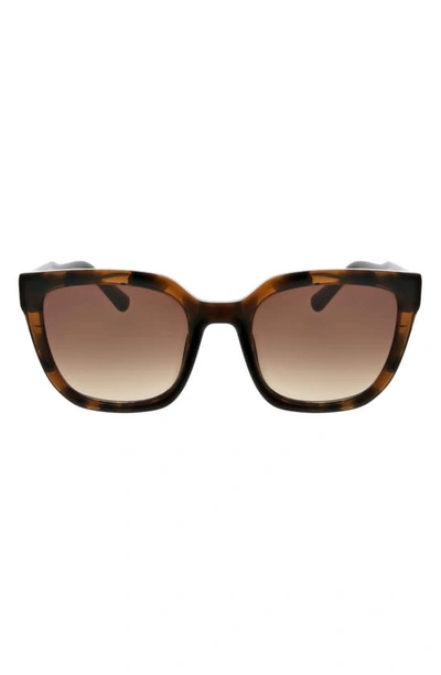 Shop Oscar De La Renta Modern Square Sunglasses In Tort