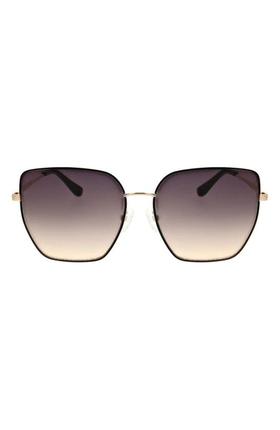 Shop Oscar De La Renta Oversize Sunglasses In Gold/black