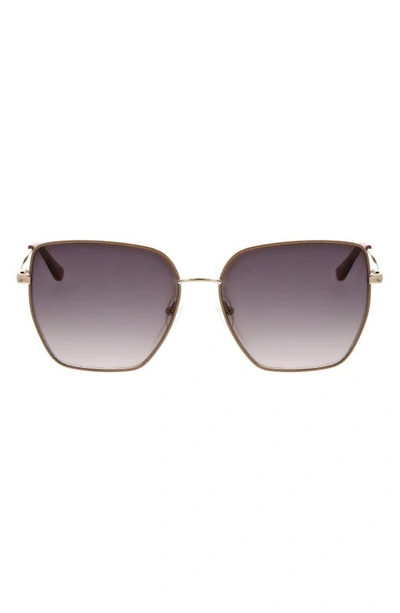 Shop Oscar De La Renta Oversize Sunglasses In Gold/neutral
