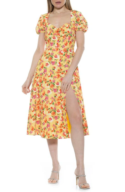 Alexia Admor Gracie Sweetheart Slit Dress In Yellow Garden