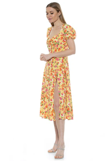 Alexia Admor Gracie Sweetheart Slit Dress In Yellow Garden