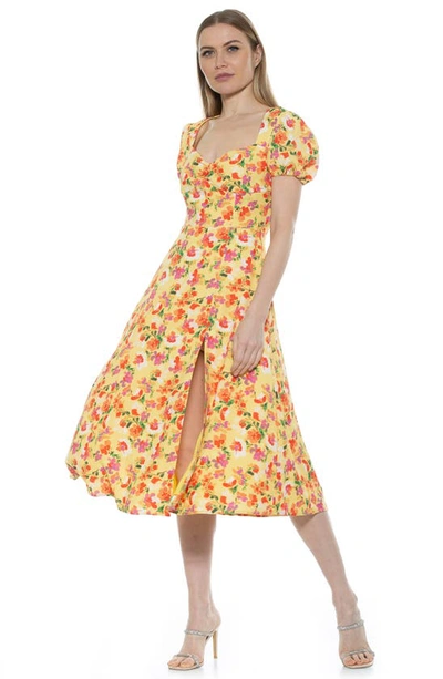 Shop Alexia Admor Gracie Sweetheart Slit Dress In Yellow Garden