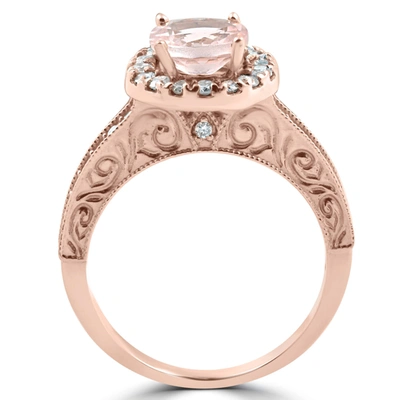Pompeii3 2 Ct Vintage Morganite & Diamond Ring 14k Rose Gold In Multi
