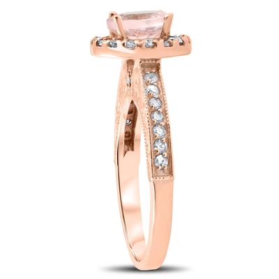 Pompeii3 2 Ct Vintage Morganite & Diamond Ring 14k Rose Gold In Multi