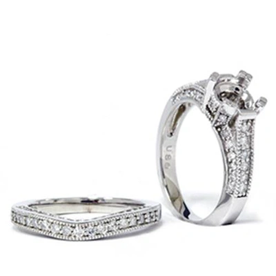 Pompeii3 1/2ct Vintage Heirloom Diamond Ring Set 14k White Gold In Multi