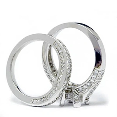 Pompeii3 1/2ct Vintage Heirloom Diamond Ring Set 14k White Gold In Multi