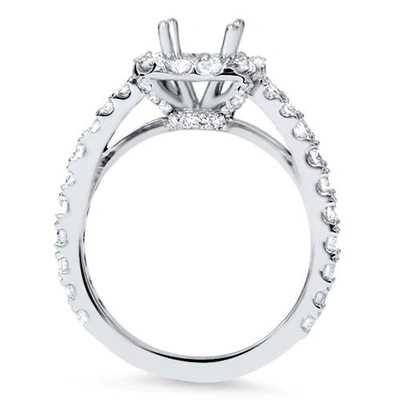 Pompeii3 1ct Diamond Ring Cushion Halo Setting 14k White Gold Semi Mount In Multi