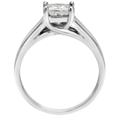 Pompeii3 1 Ct White Gold Princess Cut Enhanced Diamond Solitaire 14k Engagement Ring In Multi