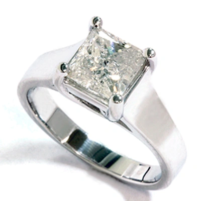 Pompeii3 1 Ct White Gold Princess Cut Enhanced Diamond Solitaire 14k Engagement Ring In Multi