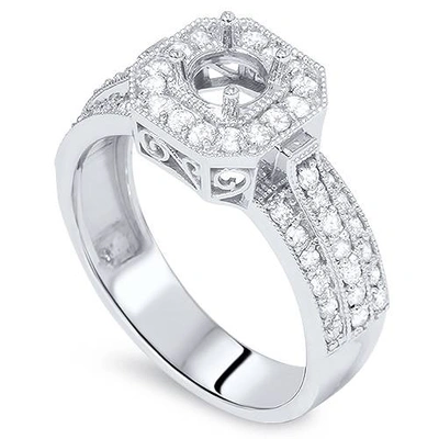 Pompeii3 5/8ct Semi Mount Vintage Ring 14k White Gold In Multi