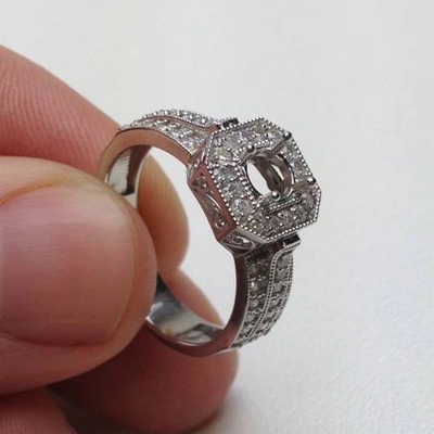 Pompeii3 5/8ct Semi Mount Vintage Ring 14k White Gold In Multi