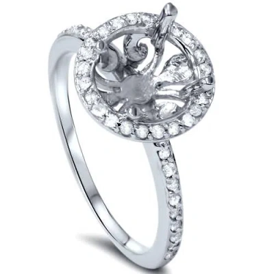 Pompeii3 1/5ct Vintage Halo Diamond Engagement Ring Semi Mount 14k White Gold In Multi