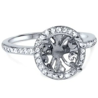 Pompeii3 1/5ct Vintage Halo Diamond Engagement Ring Semi Mount 14k White Gold In Multi