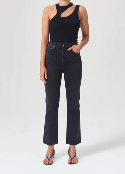 Shop Agolde Pinch Waist Kick Flare Stretch Jean In Panoramic In Black
