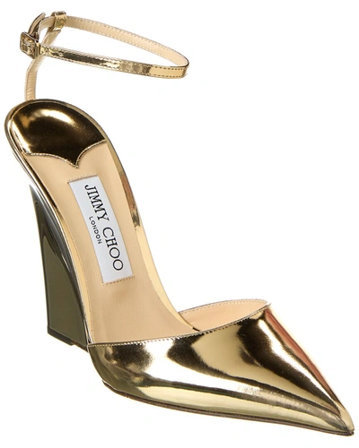 Brien Metallic Ankle-strap Wedge Pumps In Gold