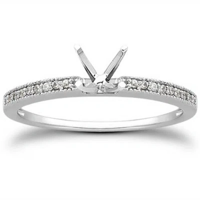 Pompeii3 1/10 Ct Diamond Engagement Semi Mount Ring 14k White Gold In Multi