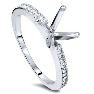 Pompeii3 1/10 Ct Diamond Engagement Semi Mount Ring 14k White Gold In Multi