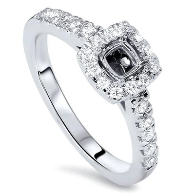Pompeii3 1/2ct Cushion Halo Diamond Ring Semi Mount 14k White Gold In Multi