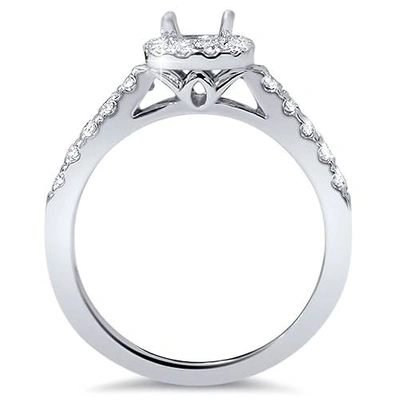 Pompeii3 1/2ct Cushion Halo Diamond Ring Semi Mount 14k White Gold In Multi