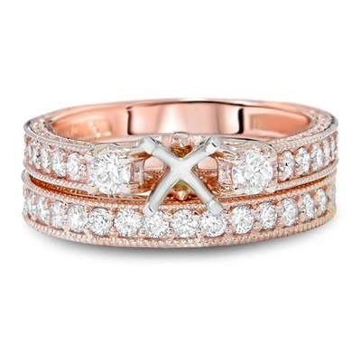 Pompeii3 7/8ct Vintage Engagement Ring Mount Set 14k Rose Gold In Multi