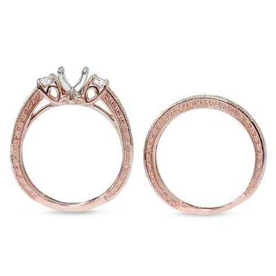 Pompeii3 7/8ct Vintage Engagement Ring Mount Set 14k Rose Gold In Multi