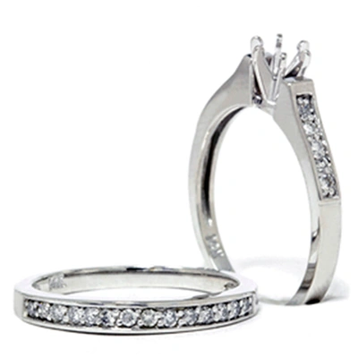 Pompeii3 Diamond Engagement Mount Matching 14k Wedding Ring Set In Multi
