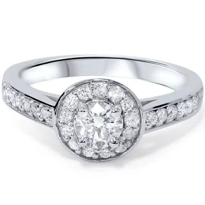 Pompeii3 3/4ct Round Diamond Halo Engagement Ring 14k White Gold In Multi