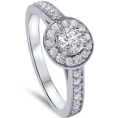 Pompeii3 3/4ct Round Diamond Halo Engagement Ring 14k White Gold In Multi