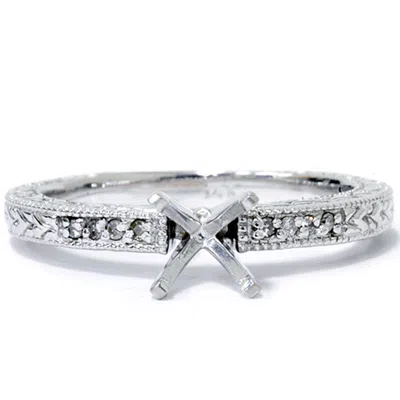 Pompeii3 1/10ct Vintage Diamond Ring Setting 14k White Gold In Multi