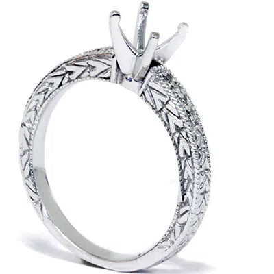 Pompeii3 1/10ct Vintage Diamond Ring Setting 14k White Gold In Multi