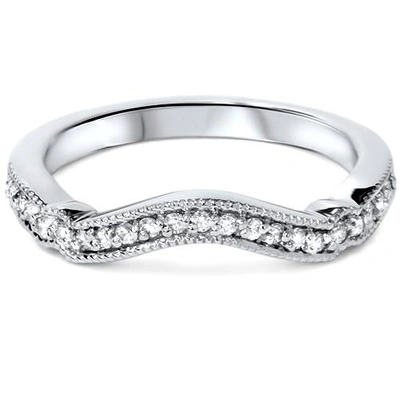 Pompeii3 1/6ct Curved Diamond Wedding Ring 14k White Gold In Multi