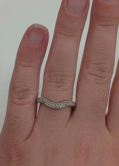 Pompeii3 1/6ct Curved Diamond Wedding Ring 14k White Gold In Multi