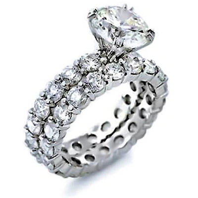 Pompeii3 5 1/2ct Diamond Eternity Engagement Wedding Ring Set 14k White Gold In Multi