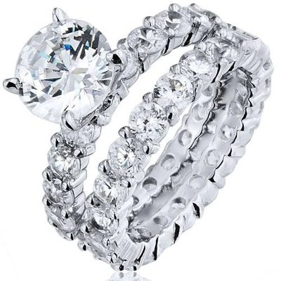 Pompeii3 5 1/2ct Diamond Eternity Engagement Wedding Ring Set 14k White Gold In Multi