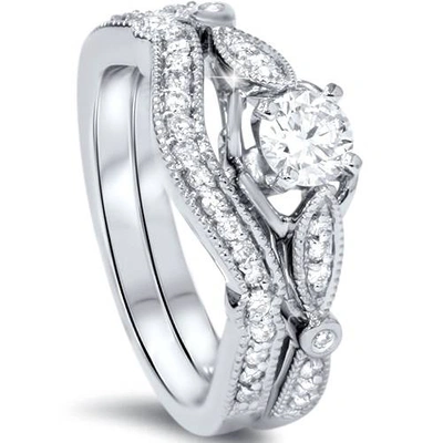 Pompeii3 3/4ct Diamond Engagement Wedding Ring Set 14k White Gold In Multi